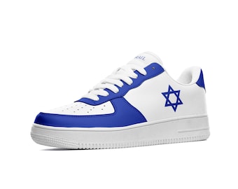 Israël Schoenen voor Heren & Dames | Aangepaste Israëlische vlag sneakers | Leren Israëlische schoenen