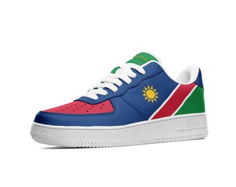 Namibia Flag Vegan Leather Sneakers: Namibian Pride Shoes