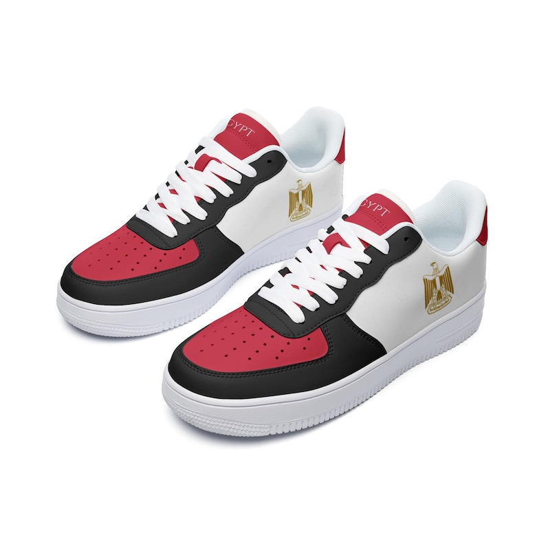 Custom Egypt Flag Sneakers - Vegan Leather National Flag Shoes image 2