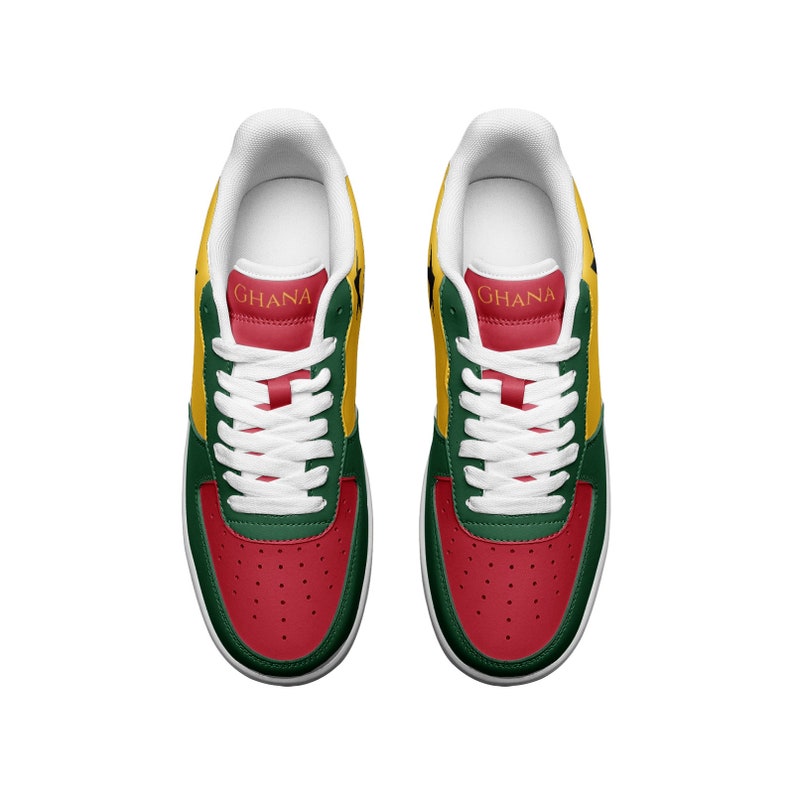 Ghana Flag Sneakers: Red, Gold, Green Africa Shoes image 2