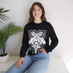 Geometric Cyber Tekno Unisex Crewneck Graphic Sweatshirt | Casual Comfort, Gift for Him/Her, Relaxed Wear, Everyday Style, Festival Style