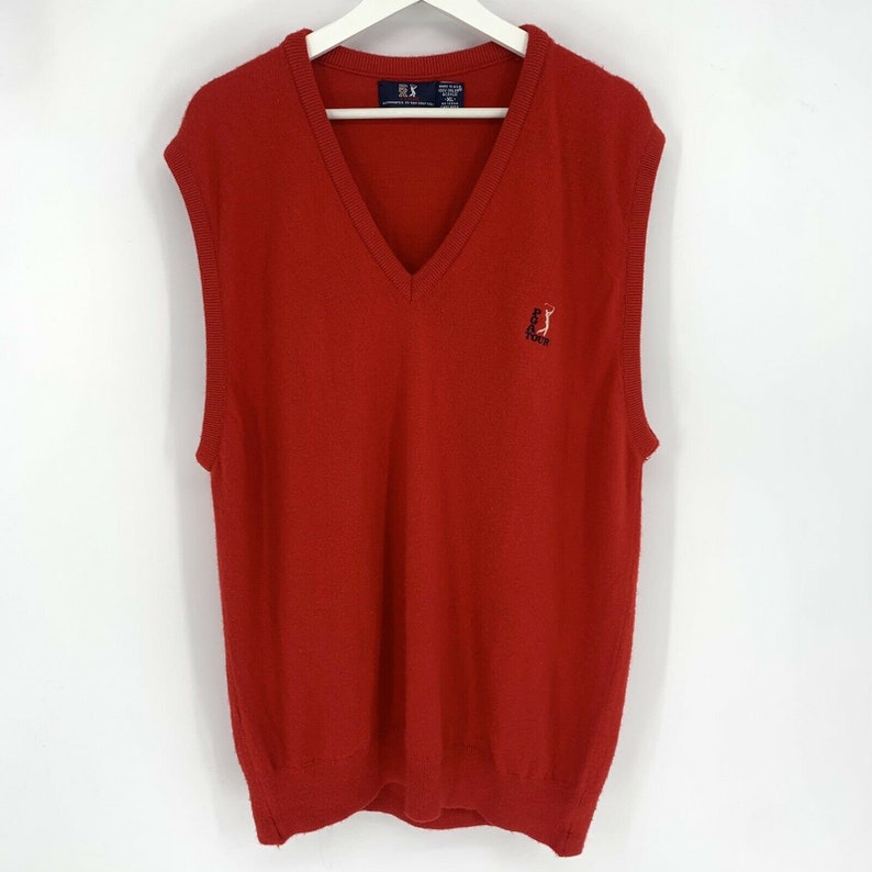 PGA Tour Mens Size XL Golf Sleeveless Sweater Vest Red Made In Etsy
