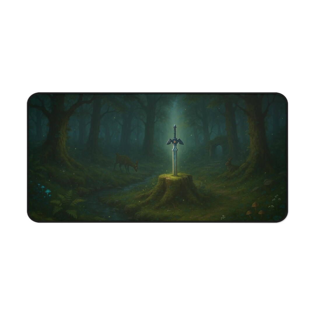 Desk Mat, Mystical Forest Sword, Gaming Desk Pad, Computer Mouse Pad ...