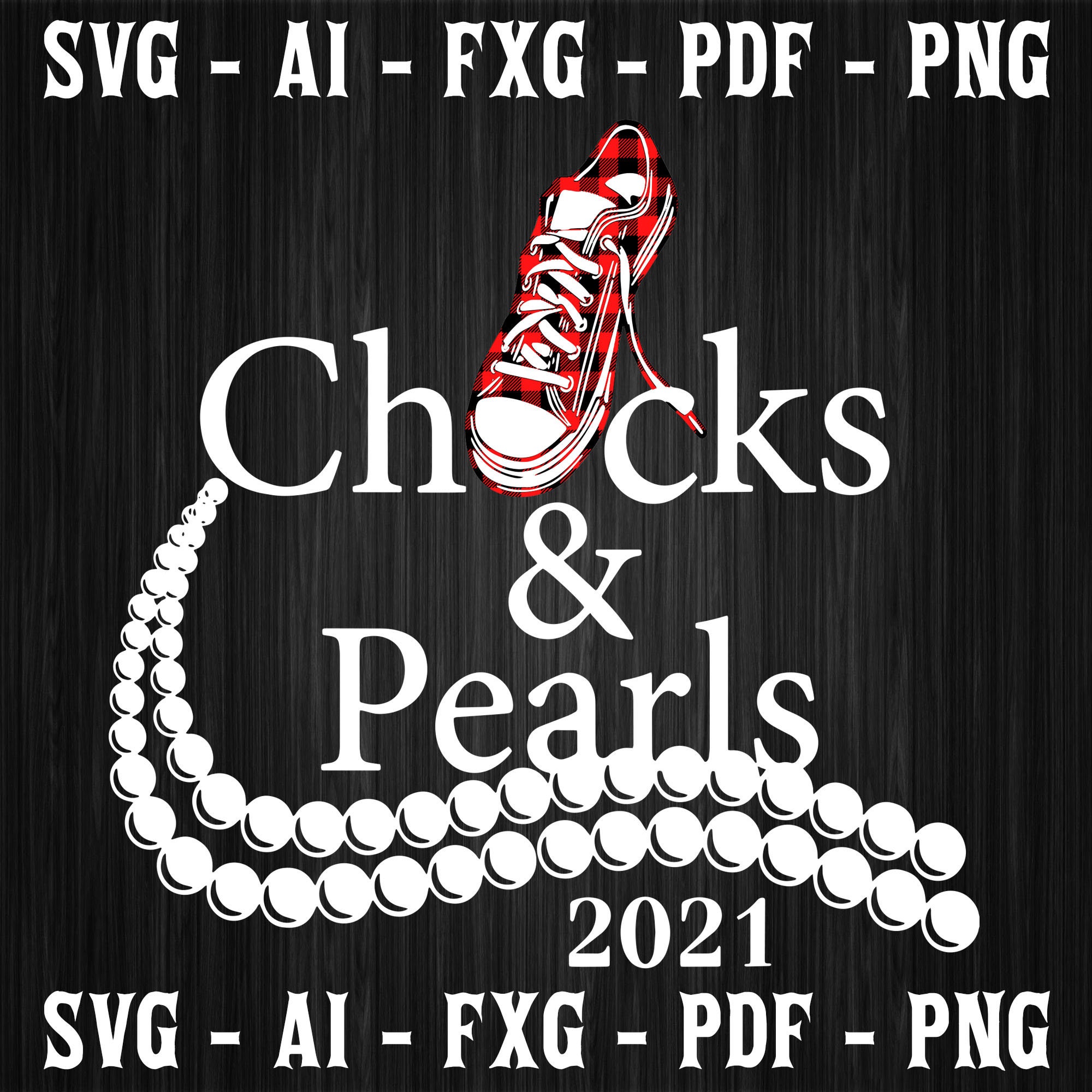 Chucks And Pearls Red Plaid Svg Cut Files Vinyl Clip Art Etsy