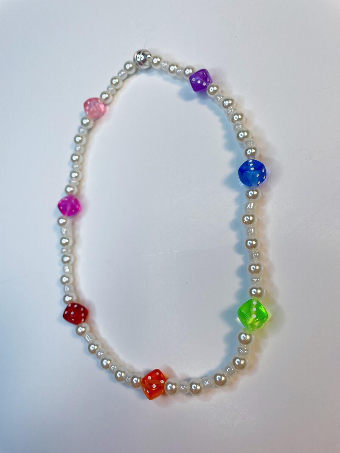 Rainbow Dice Pearl Necklace Beaded Necklace Y2K Handmade Etsy