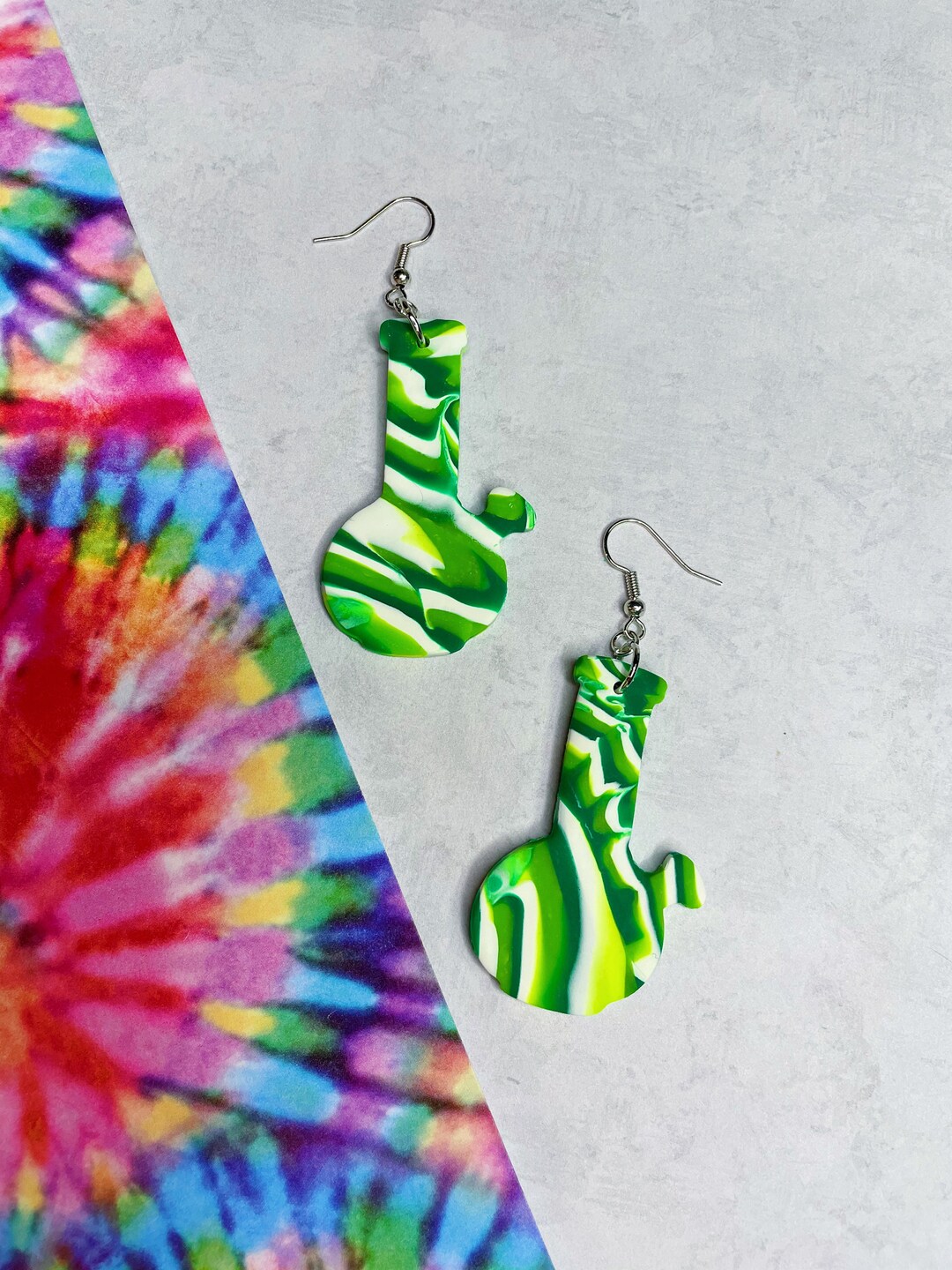 Tie Dye Bong Earrings Handmade Polymer Clay Earrings Etsy.de