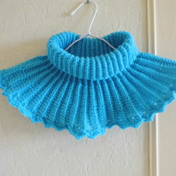 col, tour de cou, bleu turquoise au crochet