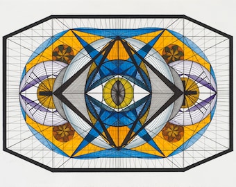 UNWITTING PREDATION / Jungian Shadow Work Mandala / Abstract Psychedelic Geometric Drawing / Heptagonal Sacred Geometry / Fine Art Print