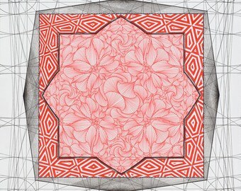 EMBEDDED ELEVATION / Jungian Shadow Work Mandala / Abstract Psychedelic Geometric Drawing / Fibonacci Tessellation / Fine Art Print