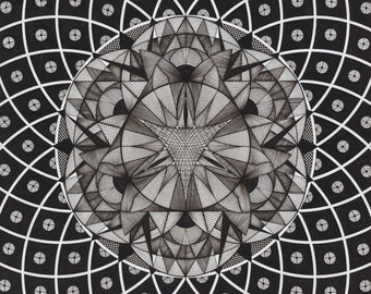 GENESIS / Jungian Shadow Work Mandala / Abstract Psychedelic Geometric Drawing / Sacred Geometry / Fine Art Print