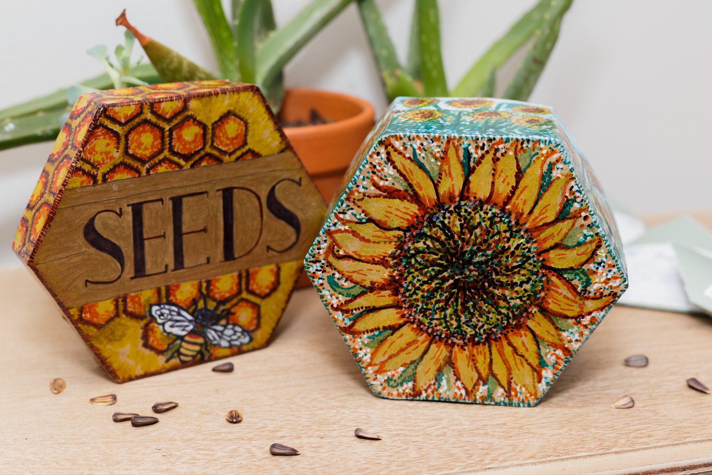 Seed Storage Box Sunflower Box Gardening Gift Handpainted Etsy