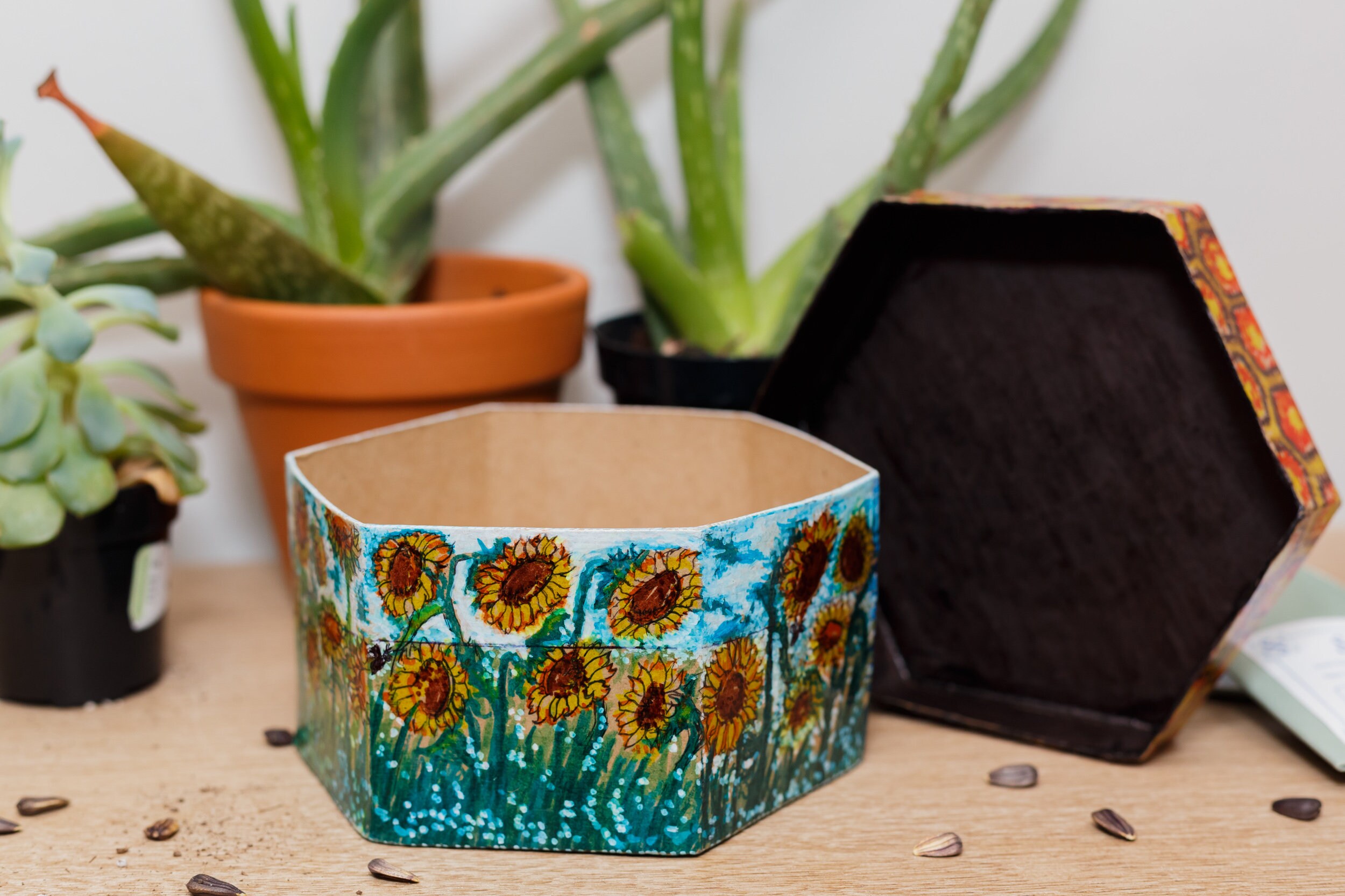 Seed Storage Box Sunflower Box Gardening Gift Handpainted Etsy