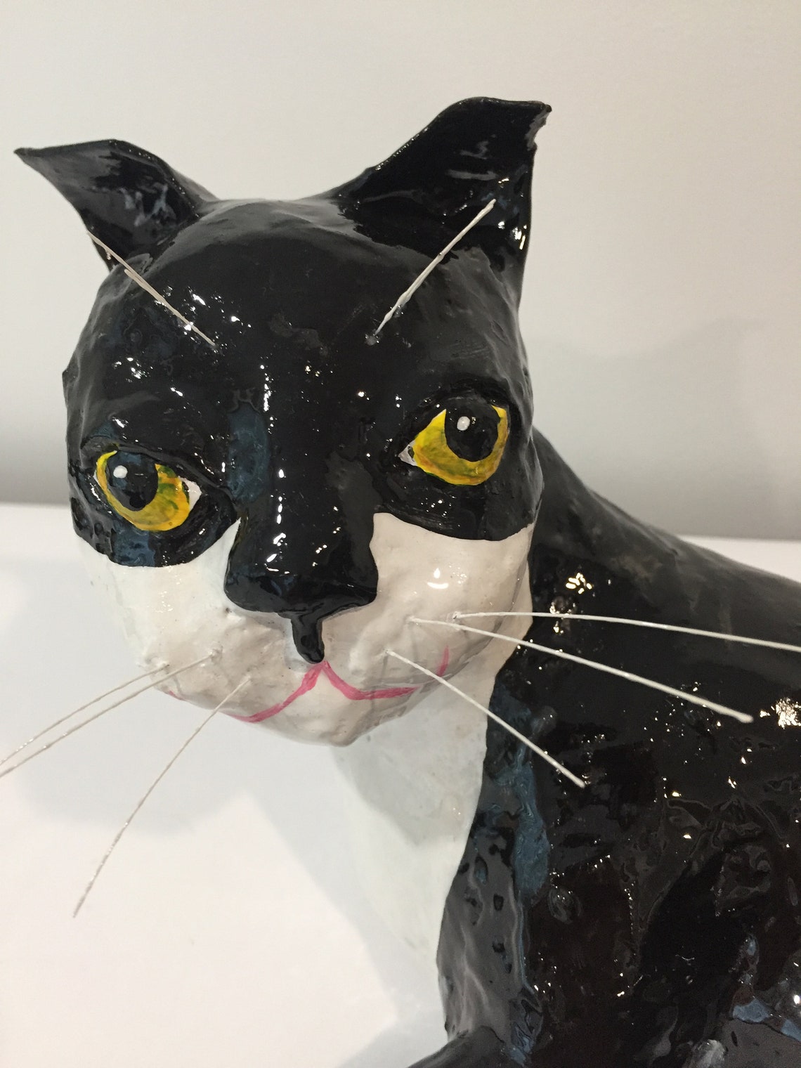 Cat papier Mache Lying Etsy