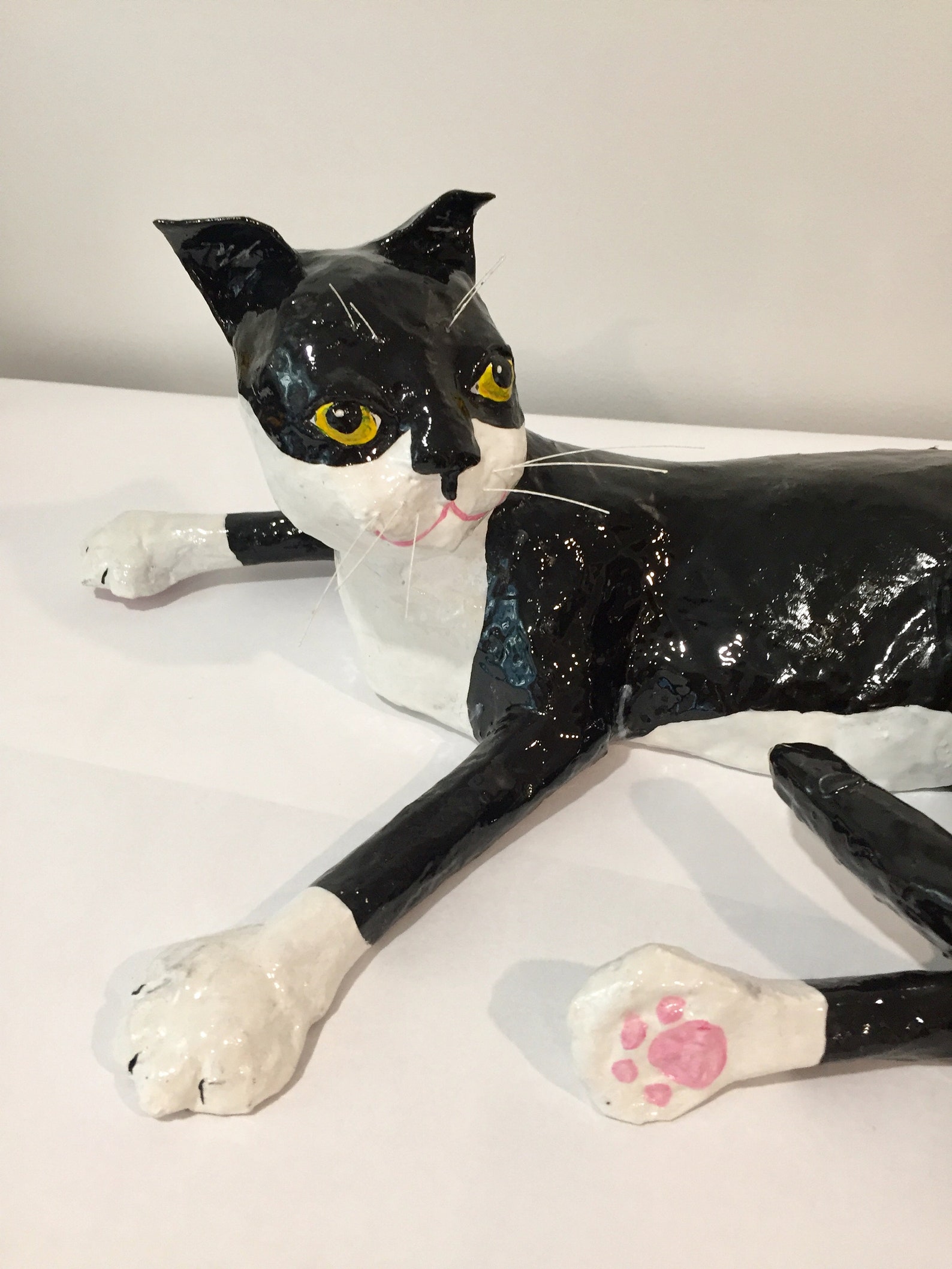 Cat papier Mache Lying Etsy