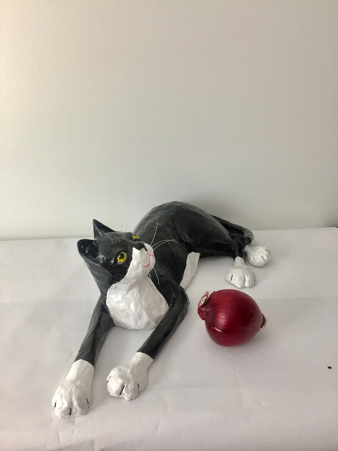Cat Lying Papier Mache Etsy