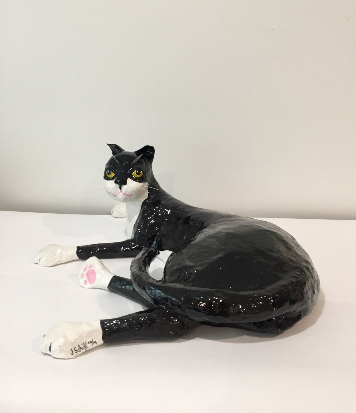 Cat papier Mache Lying Etsy