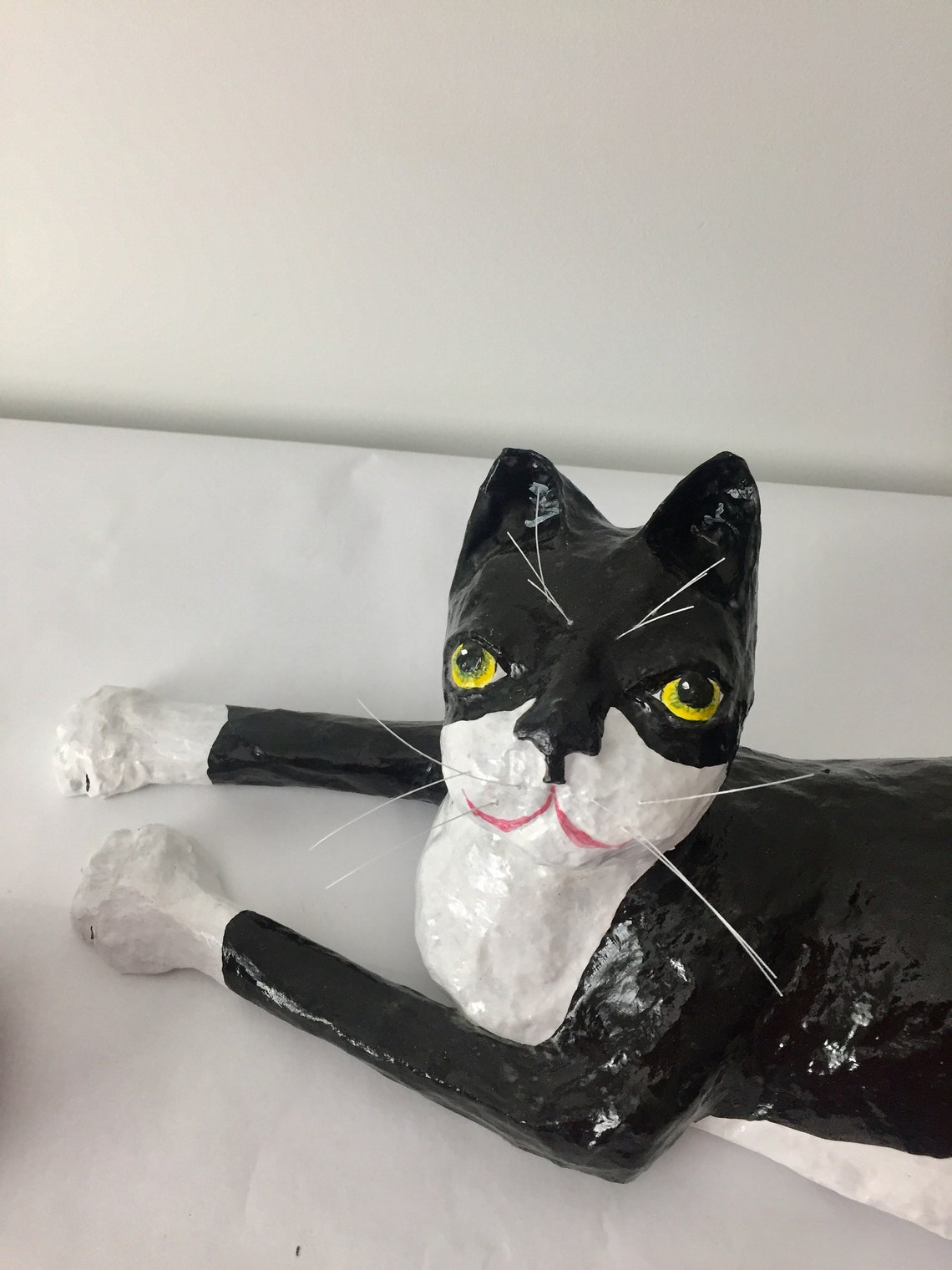 Cat Lying Papier Mache Etsy