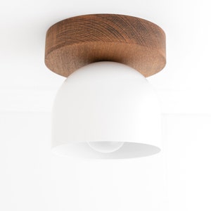 Oak Finish Wood Ceiling Light Minimalist Lighting Farmhouse Lighting Scandinavian Light Model No. 1107 Oak Finish/White