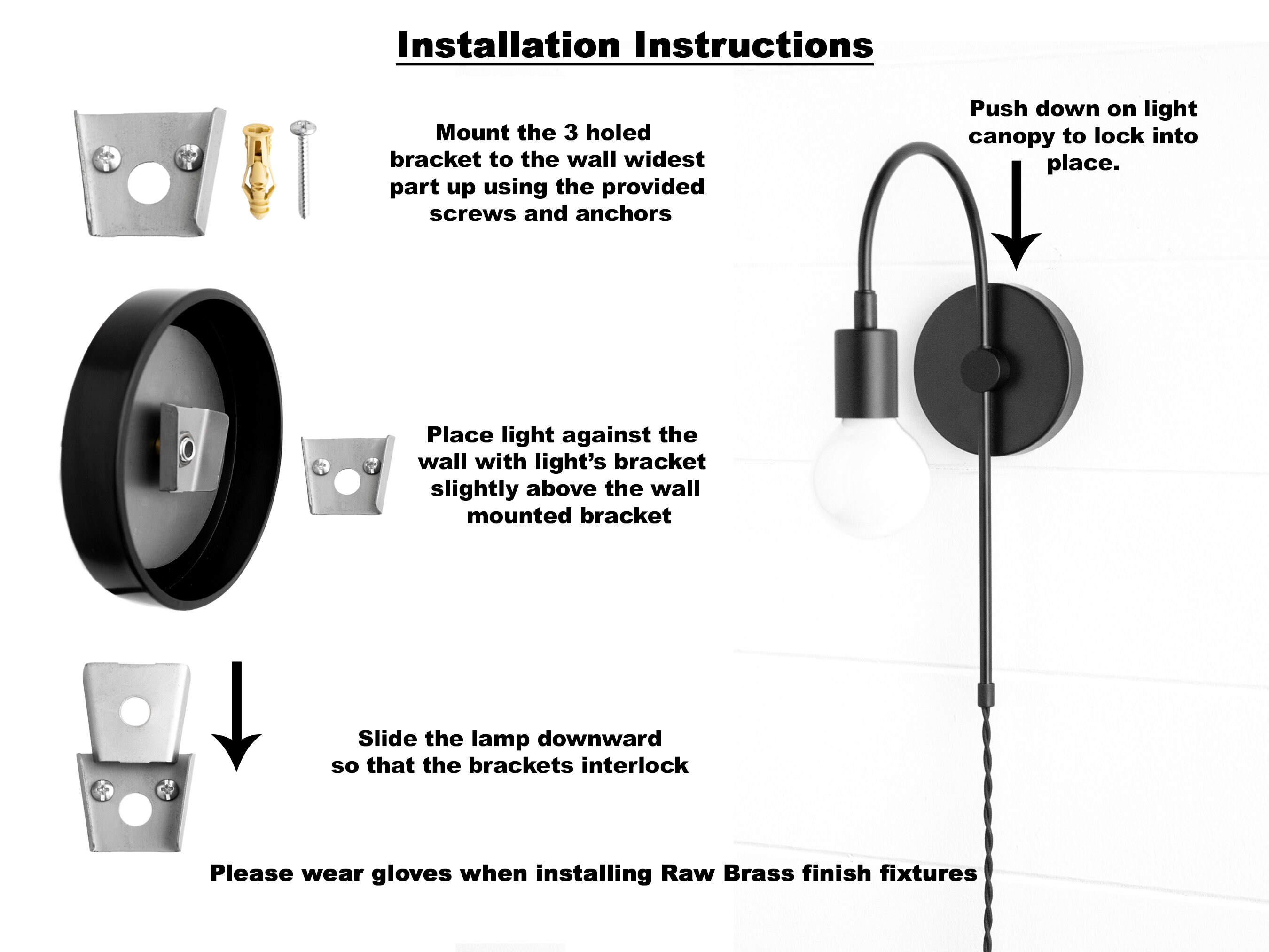 Brass Shade Sconce L Bracket Sconce Plug In Lighting Etsy