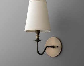 Sconce Light - Wall Sconce - Brass Sconce - Fabric Shade - Model No. 1122