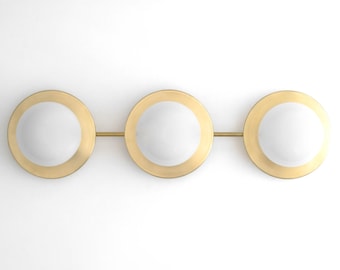 3 Light Vanity - Globe Vanity - Bathroom Lighting - Brass Vanity - Long Sconce Light - Model No. 6413