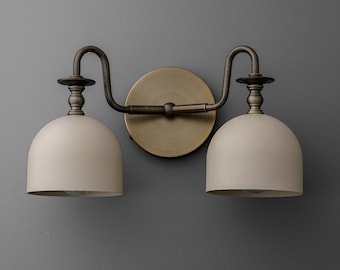 Sconce Light-Vintage Wall Sconce-Two Light Sconce-Antique Brass Lamp - Model No. 3630