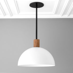 Dome Pendant Light - Pendant Lighting - White Dome - Ceiling Light - Model No. 5544