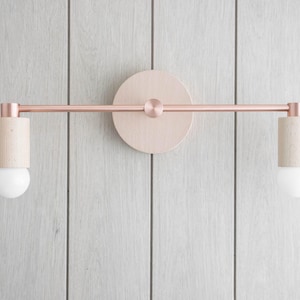 Boho Lamp - Natural Sconce - Copper Lamp - Wooden Vanity Sconce - Minimalist Lighting - Lighting - Unique Lighting - Boho Model No. 7357 image 3