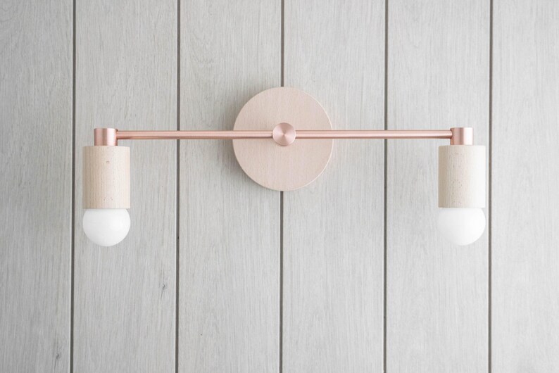 Boho Lamp - Natural Sconce - Copper Lamp - Wooden Vanity Sconce - Minimalist Lighting - Lighting - Unique Lighting - Boho Model No. 7357 image 3