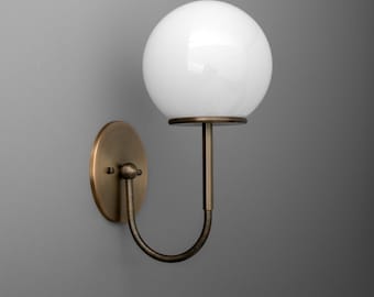 Sconce Light-Brass Globe Sconce-Mid Century Lamp-Wall Mount Sconce - Model No. 3284