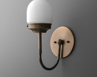 Sconce Light-Brass Wall Sconce-Opal Glass Sconce-Modern Wall Lamp - Model No. 6846