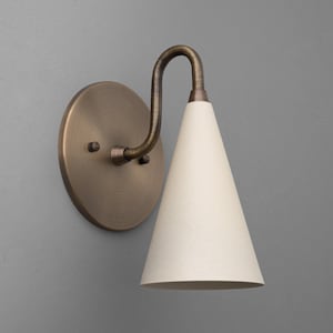 Sconce Light-Vintage Wall Sconce-Brass Wall Light-Cone Shade Lamp - Model 2900