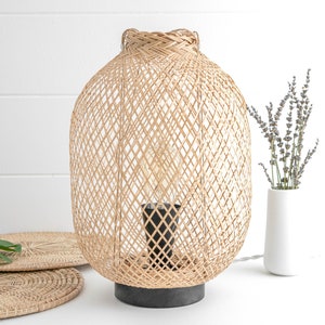 Boho Table Lamp - Bamboo Lamp - Bamboo Wicker - Boho Lighting Model No. 4237