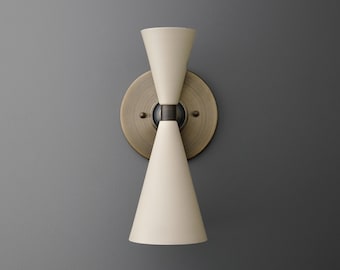 Sconce Light-Modern Wall Sconce-Mid Century Light-Brass Cone Sconce - Model No. 5895
