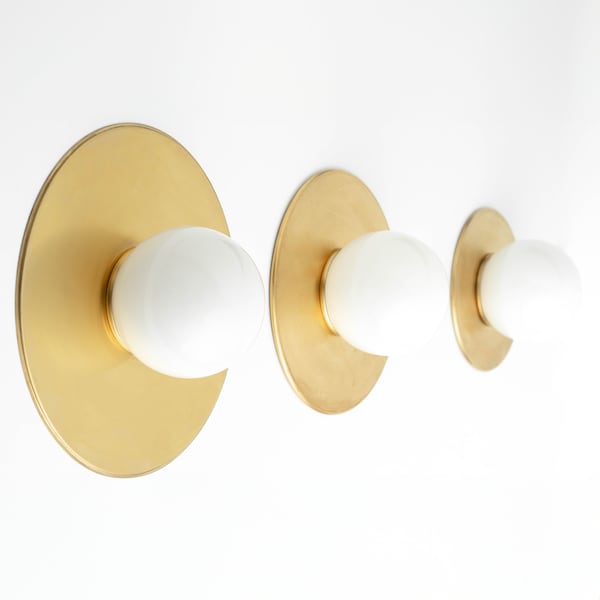 Brass Plate Lighting - Low Profile Light - Minimal Wall Light - Flush Mount Sconce - Model No. 2277