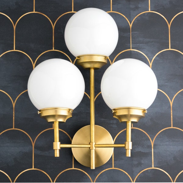 Brass Wall Sconce Globe - Etsy