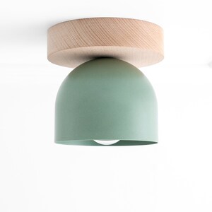 White Ceiling Light - Wood Light Fixture - Flush Mount Lighting - Modern Ceiling Fixture - Lighting - Model No. 1107 image 5