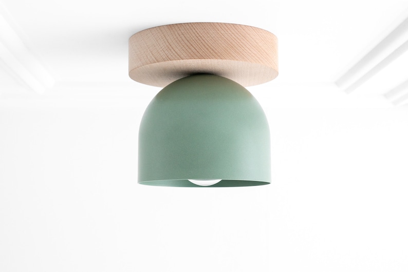 White Ceiling Light - Wood Light Fixture - Flush Mount Lighting - Modern Ceiling Fixture - Lighting - Model No. 1107 image 5
