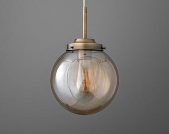 Pendant Light-smoked glass pendant light-vintage industrial lighting - Model No. 1852
