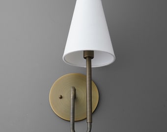 Sconce Light-Brass Wall Sconce-Modern Wall Lamp-Fabric Shade Sconce - Model No. 1008