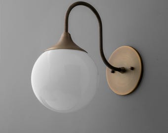 Sconce Light-Wall Sconce-Glass Globe Lamp-Brass Wall Light - Model No. 3961