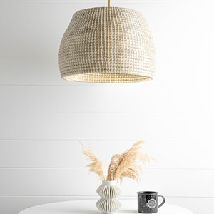 Large White Basket - Pendant Light - Boho Pendant - Boho Lighting - Kitchen Lighting - Unique Lighting - Lighting - Boho Model No. 6007