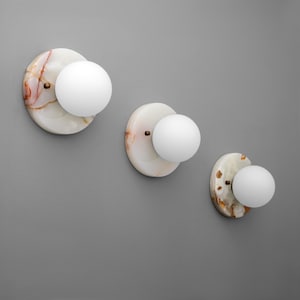 Sconce Light-Alabaster Sconce-Stone Light-Globe Sconce - Model No. 6045