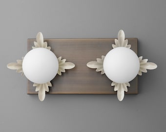 Sconce Light - Brass Wall Sconce - Double Sconce - Globe Wall Light - Model No. 1114