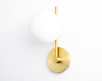 Wall Sconce Light - Minimalist Sconce - Glass Globe Sconce - Bathroom Lighting - Model No. 8203