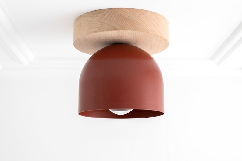 White Ceiling Light - Wood Light Fixture - Flush Mount Lighting - Modern Ceiling Fixture - Lighting - Model No. 1107 image 7