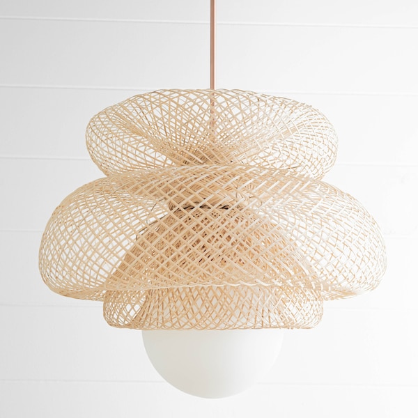 Triple Trap Shade - Bamboo Shade - Boho Shade - Boho Pendant - Boho Chandelier - Bohemian Lighting - Boho Lighting - Model No. 7288