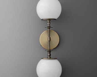 Sconce Light-Brass Wall Sconce-Double Globe Sconce-Modern Wall Light - Model No. 6191
