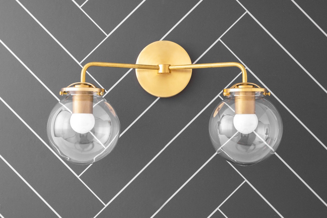 Glass Globe Vanity Brass Vanity Light Wall Lamp Wall Etsy