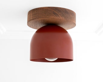 Oak Finish Wood Ceiling Light - Minimalist Lighting - Farmhouse Lighting - Scandinavian Light - Model No. 1107